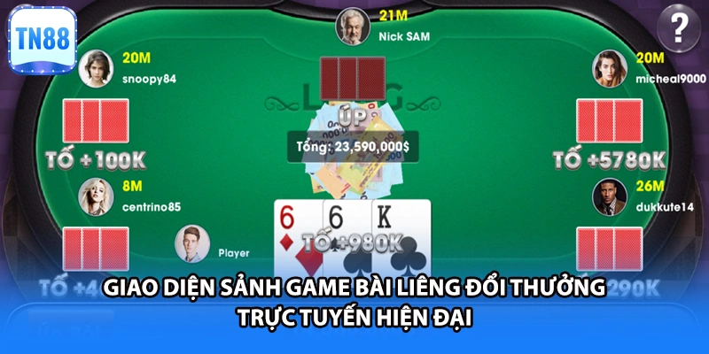 Giao diện sảnh game bài liêng đổi thưởng trực tuyến hiện đại